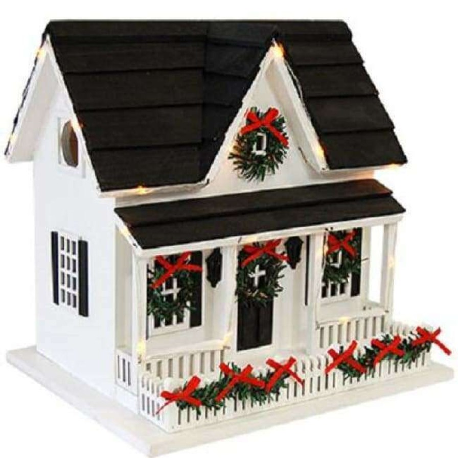 * Home Bazaar Holiday Bird House With Leds Post / Pole Mounted Houses | Bird Houses