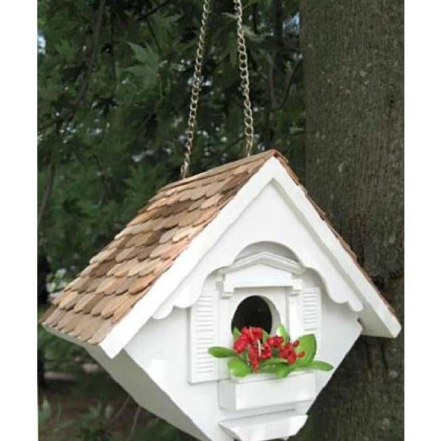 * Home Bazaar Little Hanging White Wren House | Bird Houses