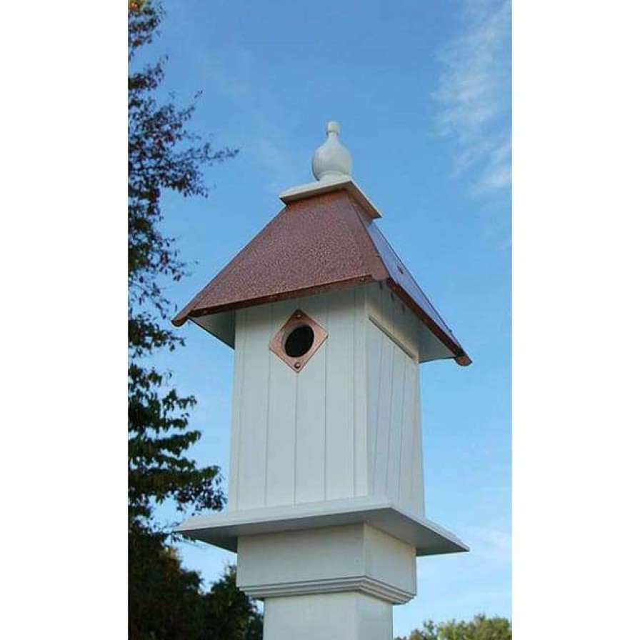 * A Wing And A Prayer Cathedral Bird House With Hammered Copper Colored Metal Roof Decorative Houses | Bird Houses