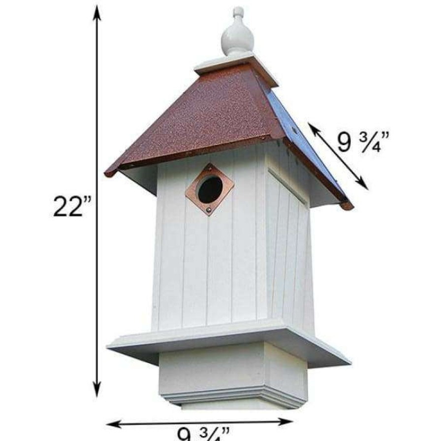 * A Wing And A Prayer Cathedral Bird House With Hammered Copper Colored Metal Roof Decorative Houses | Bird Houses