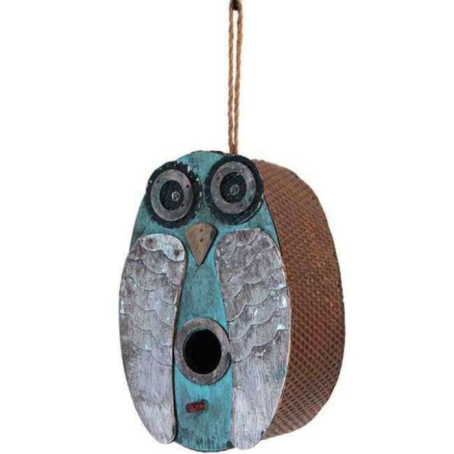 * Songbird Essentials Blue Owl Bird House Decorative Houses | Bird Houses