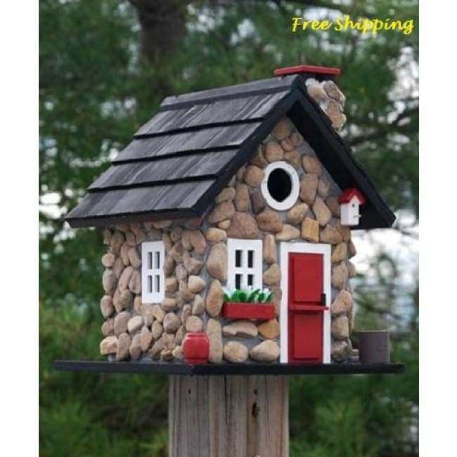 * Home Bazaar Decorative Houses Windy Ridge Stone Bird House | Bird Houses