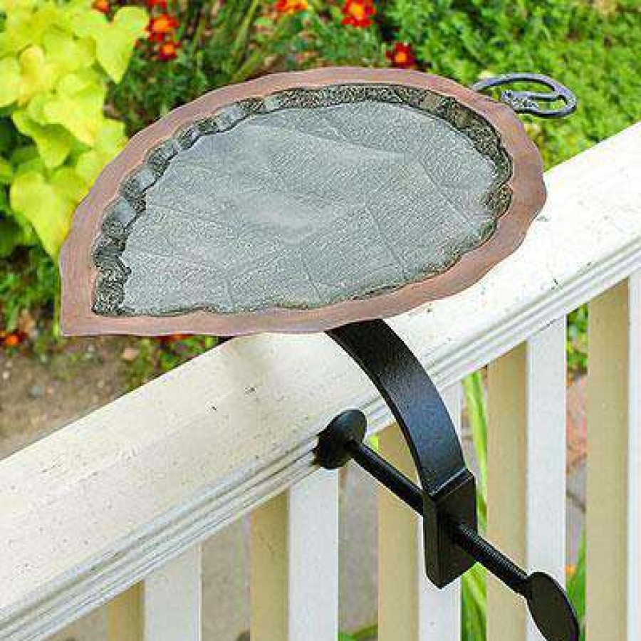 * Achla Aspen Leaf Bird Bath With Over Rail Bracket | Bird Baths