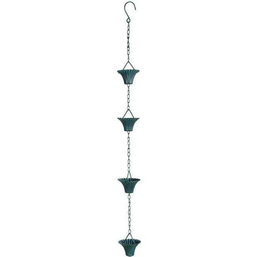 * Ancient Graffiti Fluted Rain Chain, Verdigris Lawn & Garden | Lawn & Garden