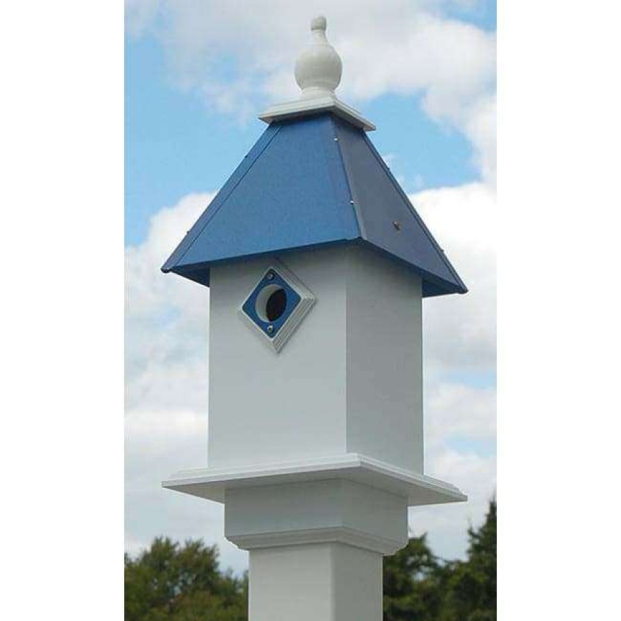 * A Wing And A Prayer Decorative Houses Classic Bluebird House With Cobolt Blue Roof | Bird Houses