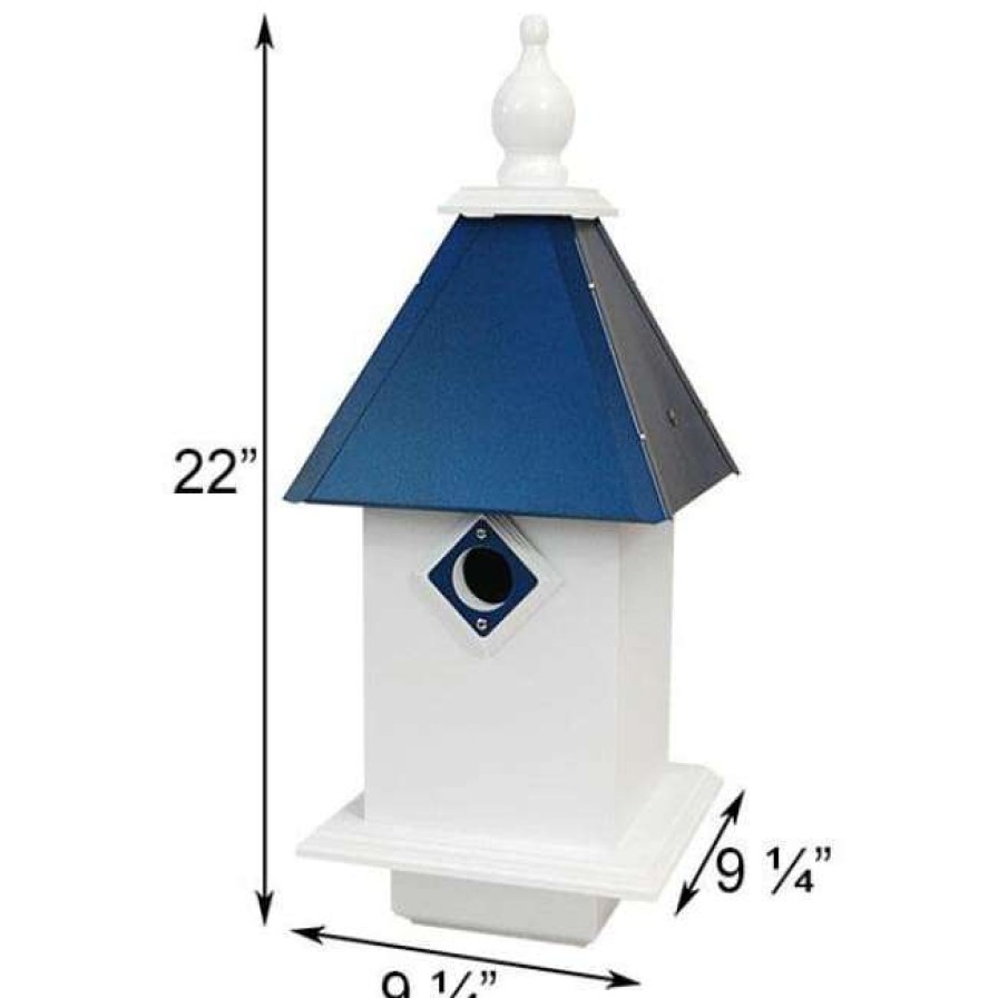 * A Wing And A Prayer Decorative Houses Classic Bluebird House With Cobolt Blue Roof | Bird Houses