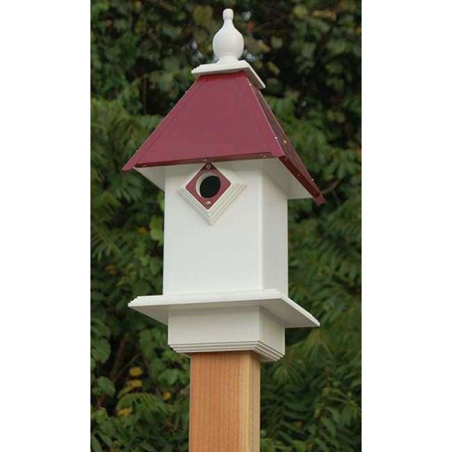 * A Wing And A Prayer Decorative Houses Classic Bluebird House With Merlot Red Roof | Bird Houses