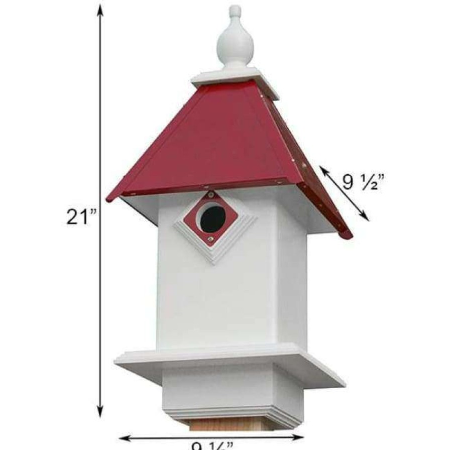 * A Wing And A Prayer Decorative Houses Classic Bluebird House With Merlot Red Roof | Bird Houses